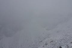 Priečne sedlo hidden behind mist