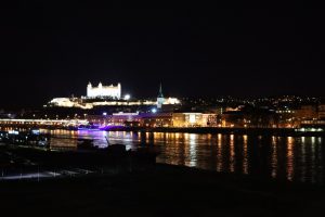 Bratislava at night, photo taken from the Old Bridge