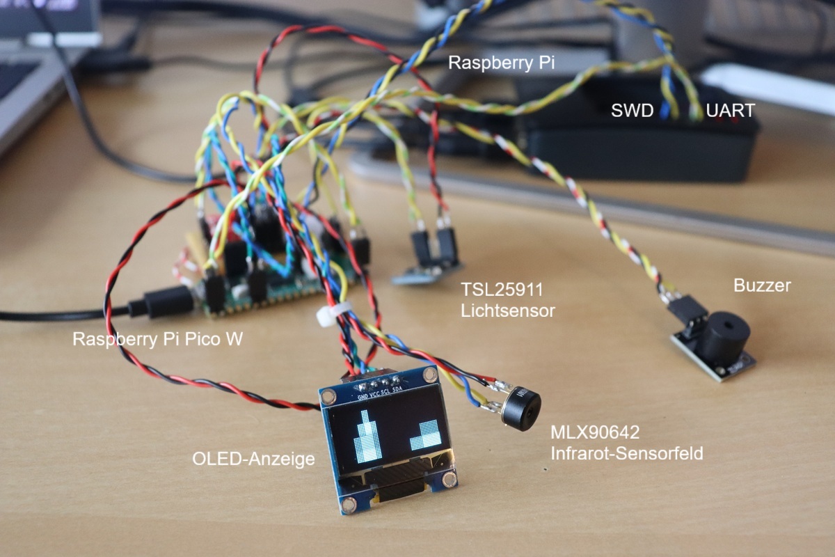 Versuchsaufbau mit allen I2C-Komponenten